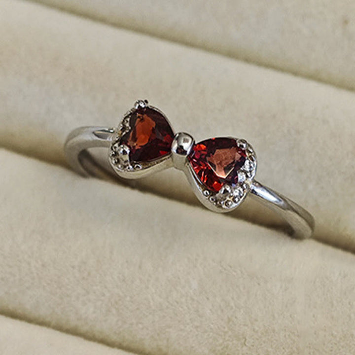 Bague en argent sterling avec nœud en grenat naturel Olivenorma