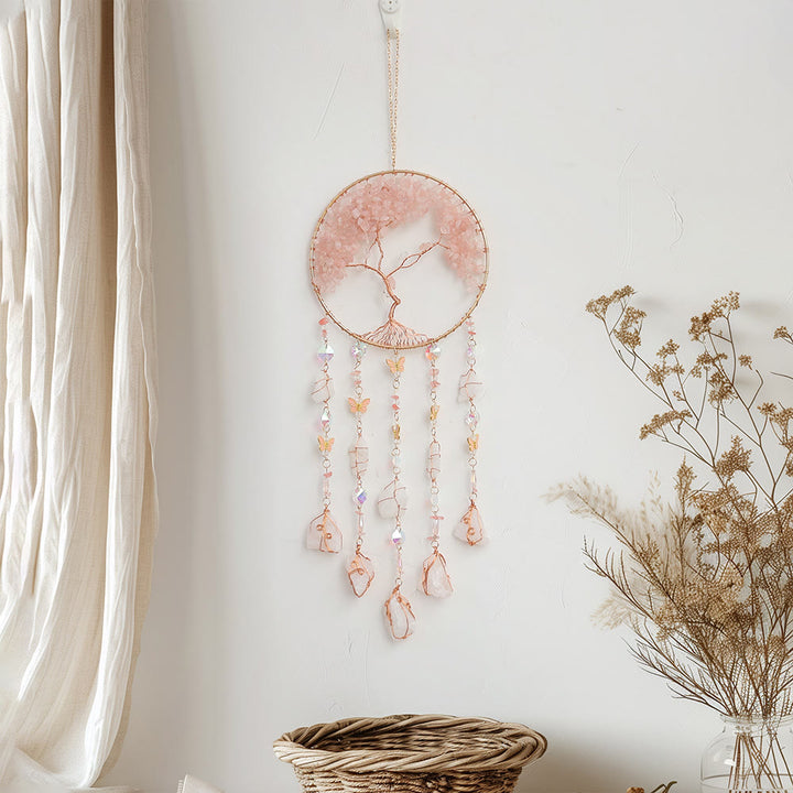 Carillon éolien en quartz rose arbre de vie Olivenorma