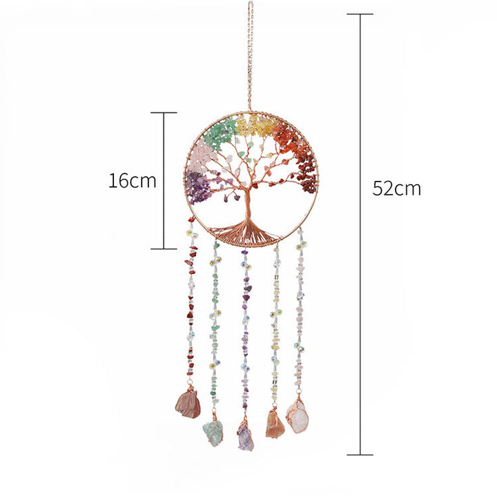 Carillon éolien en pierre naturelle avec chakra arbre de vie Olivenorma