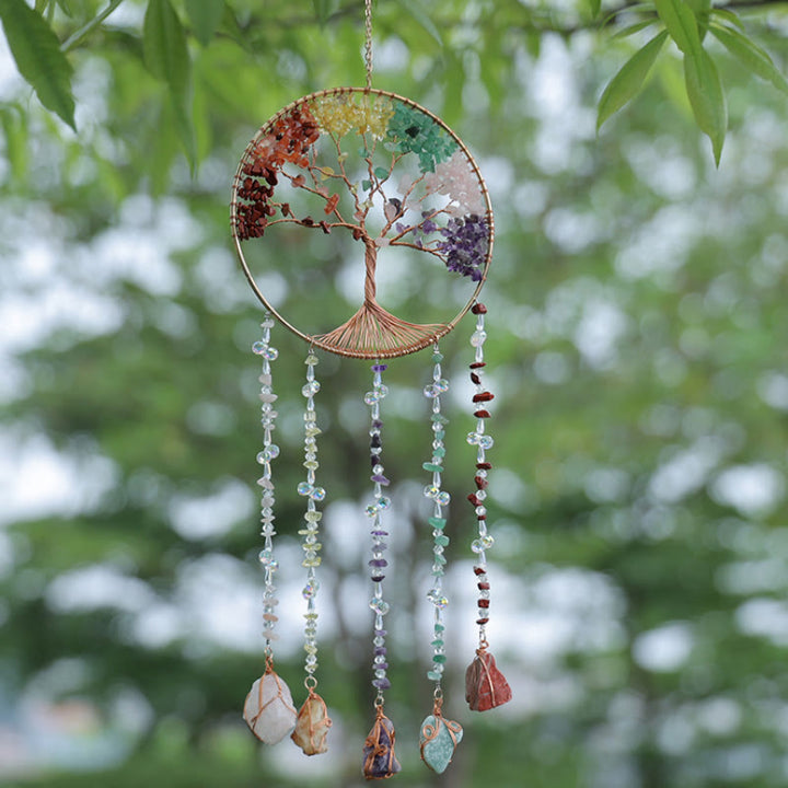 Carillon éolien en pierre naturelle avec chakra arbre de vie Olivenorma