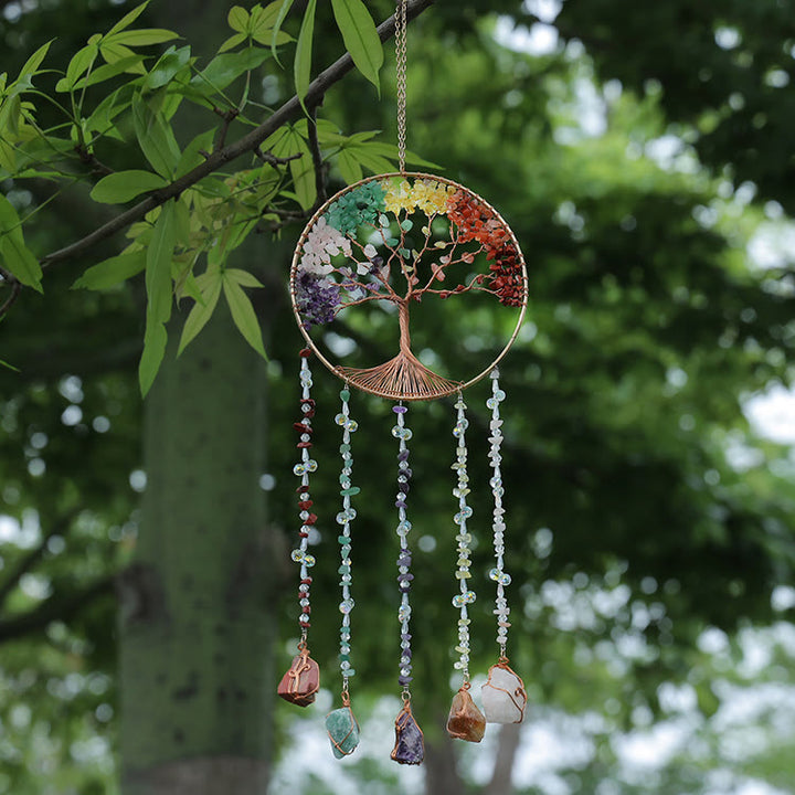 Carillon éolien en pierre naturelle avec chakra arbre de vie Olivenorma