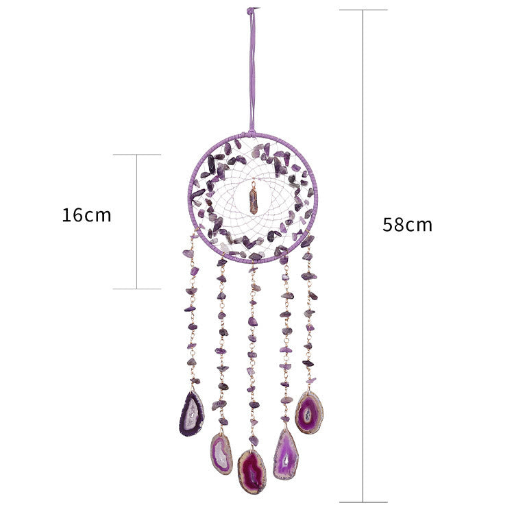 Pendentif carillon éolien en agate violette et améthyste naturelle Olivenorma