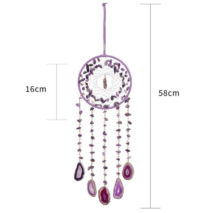 Pendentif carillon éolien en agate violette et améthyste naturelle Olivenorma