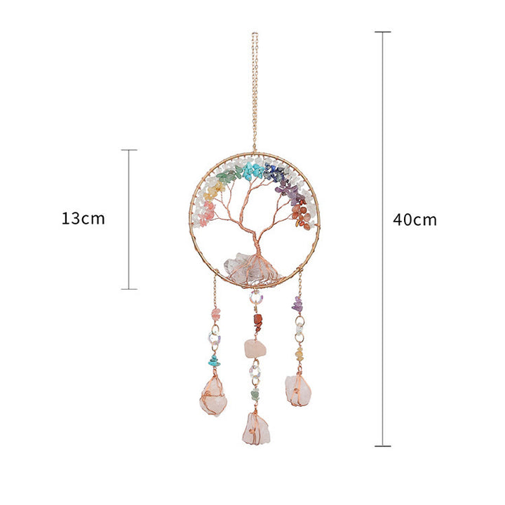 Carillon éolien en cristal transparent avec chakra arbre de vie Olivenorma