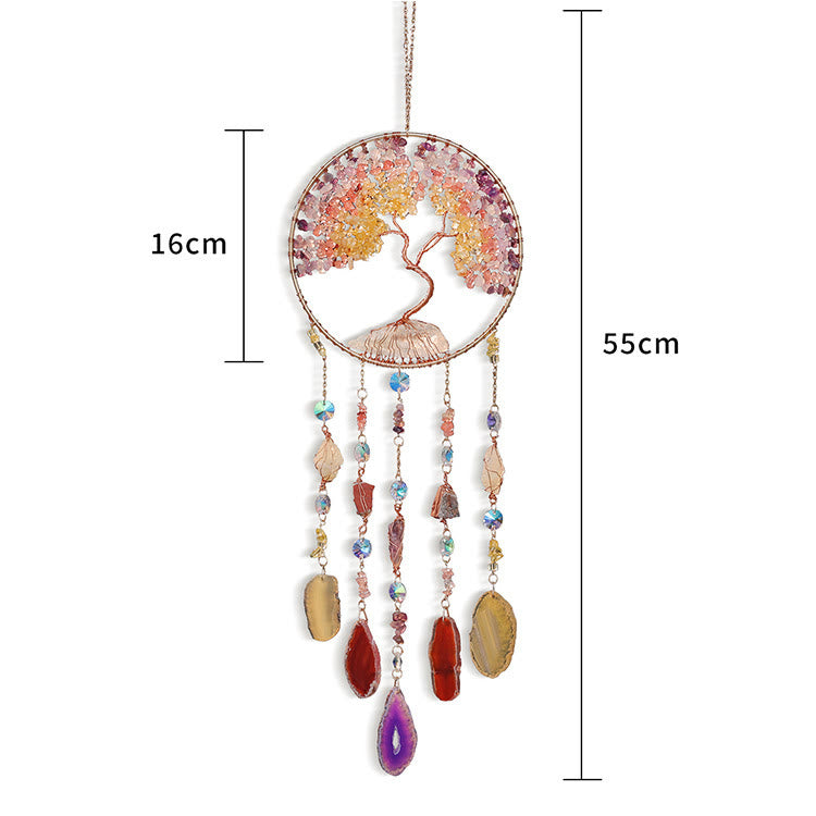 Carillon éolien en citrine et fluorite avec arbre de vie Olivenorma