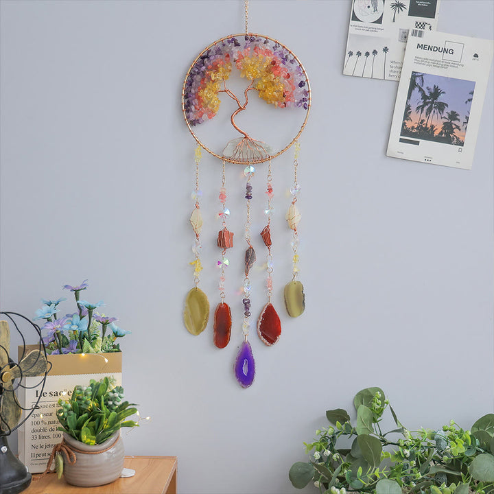 Carillon éolien en citrine et fluorite avec arbre de vie Olivenorma