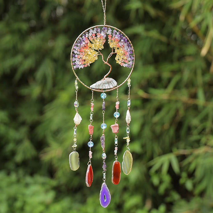 Carillon éolien en citrine et fluorite avec arbre de vie Olivenorma