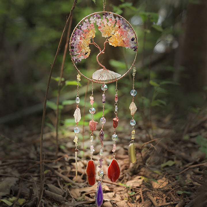 Carillon éolien en citrine et fluorite avec arbre de vie Olivenorma