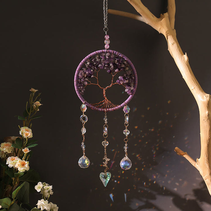 Carillon éolien Olivenorma Améthyste Aigue-marine Tourmaline Arbre de vie