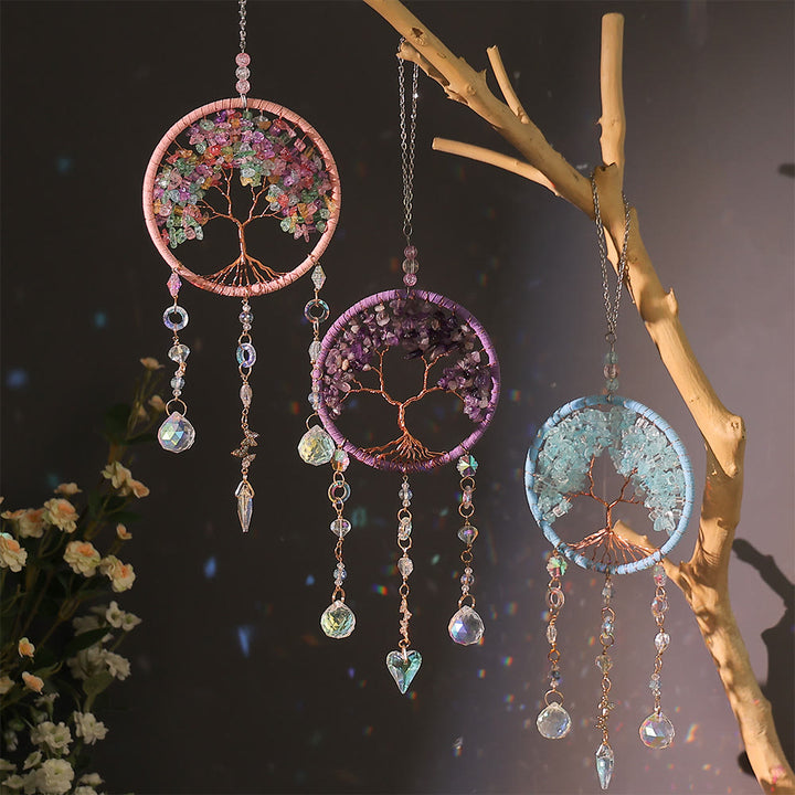 Carillon éolien Olivenorma Améthyste Aigue-marine Tourmaline Arbre de vie