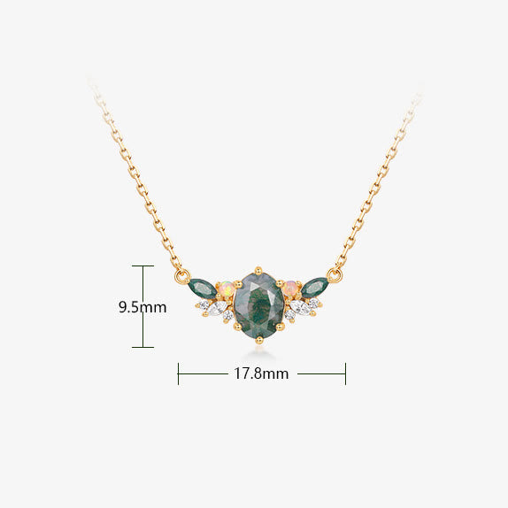 Collier en forme de couronne de fleurs en agate mousse naturelle Olivenorma