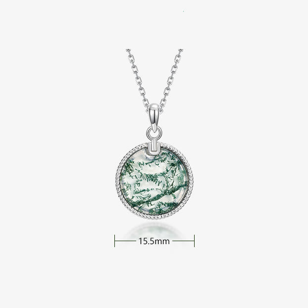 Collier pendentif rond en agate mousse naturelle Olivenorma