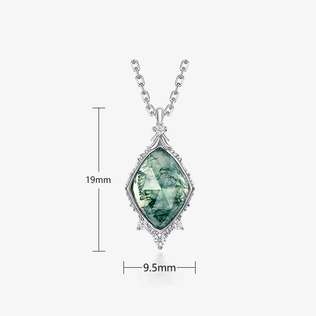 Collier avec pendentif carré en agate mousse naturelle Olivenorma