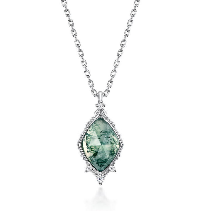 Collier avec pendentif carré en agate mousse naturelle Olivenorma