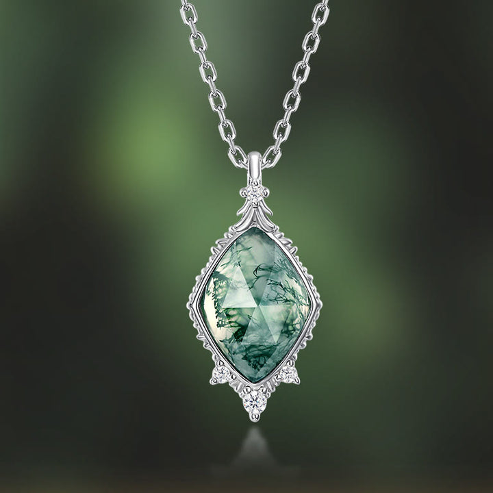 Collier avec pendentif carré en agate mousse naturelle Olivenorma