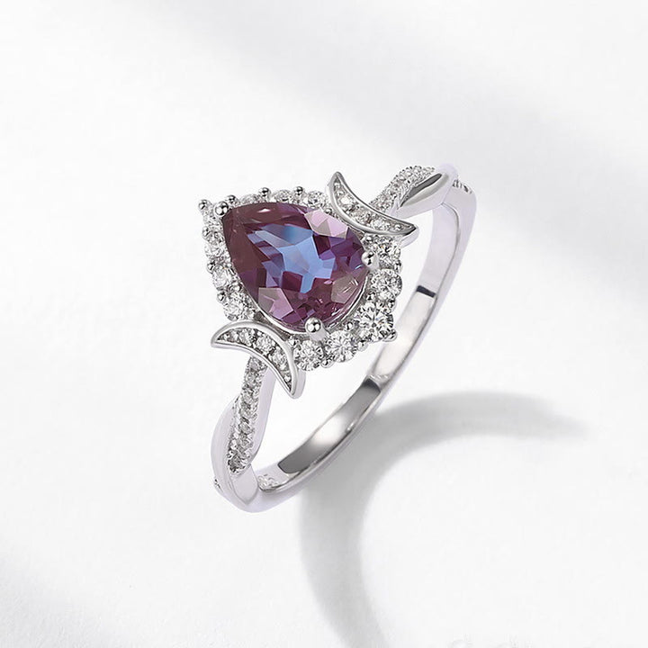 Ensemble de 2 bagues en alexandrite taille poire Olivenorma