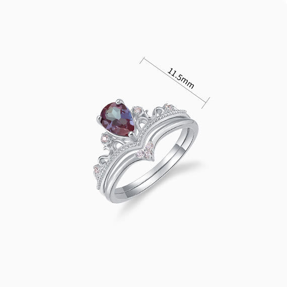 Ensemble de 2 bagues vintage en alexandrite naturelle Olivenorma