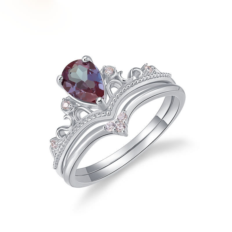 Ensemble de 2 bagues vintage en alexandrite naturelle Olivenorma