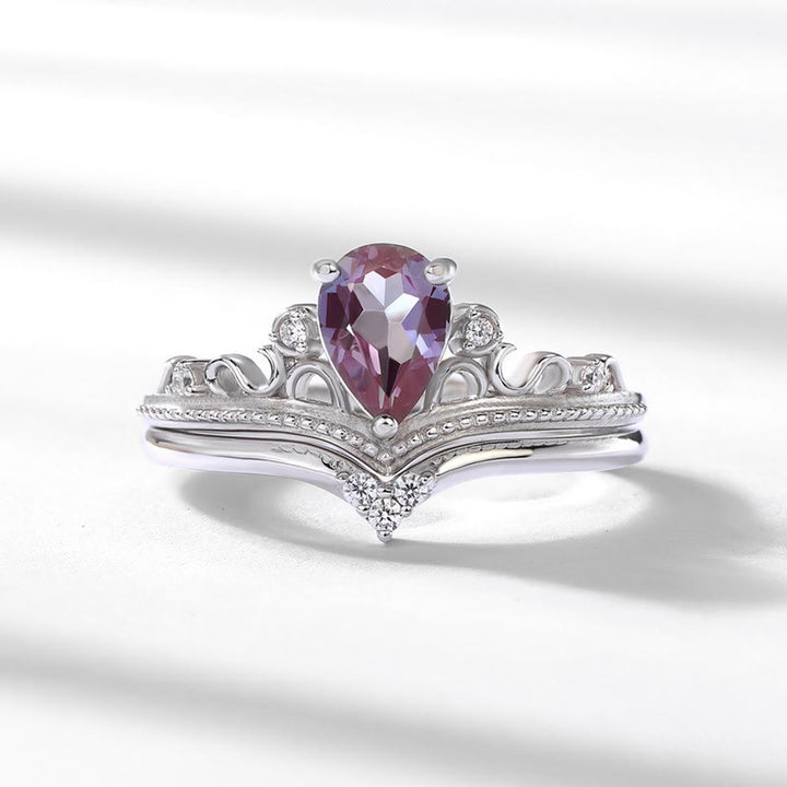 Ensemble de 2 bagues vintage en alexandrite naturelle Olivenorma