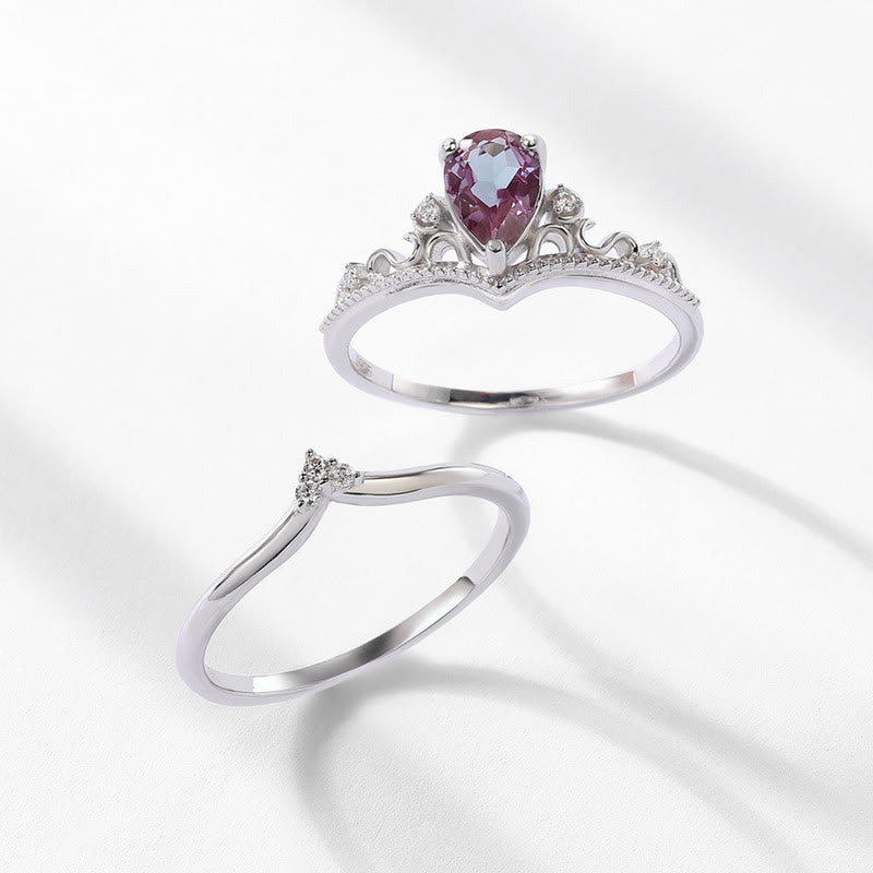 Ensemble de 2 bagues vintage en alexandrite naturelle Olivenorma