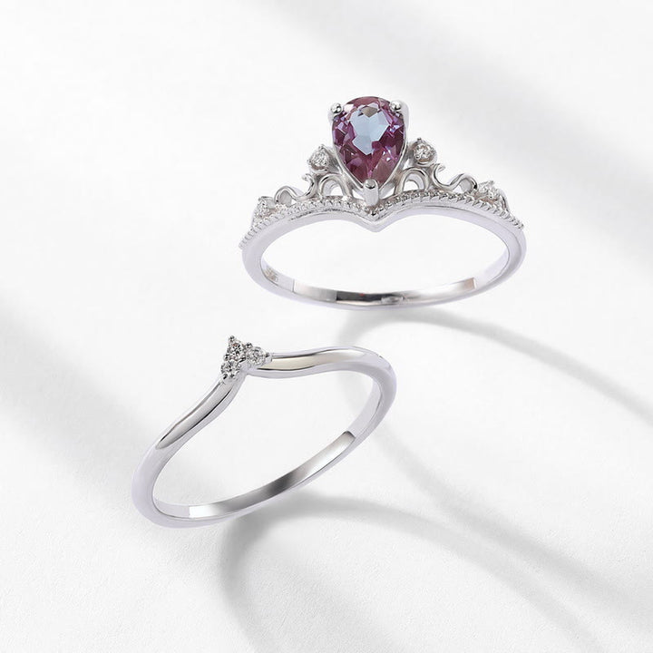 Ensemble de 2 bagues vintage en alexandrite naturelle Olivenorma