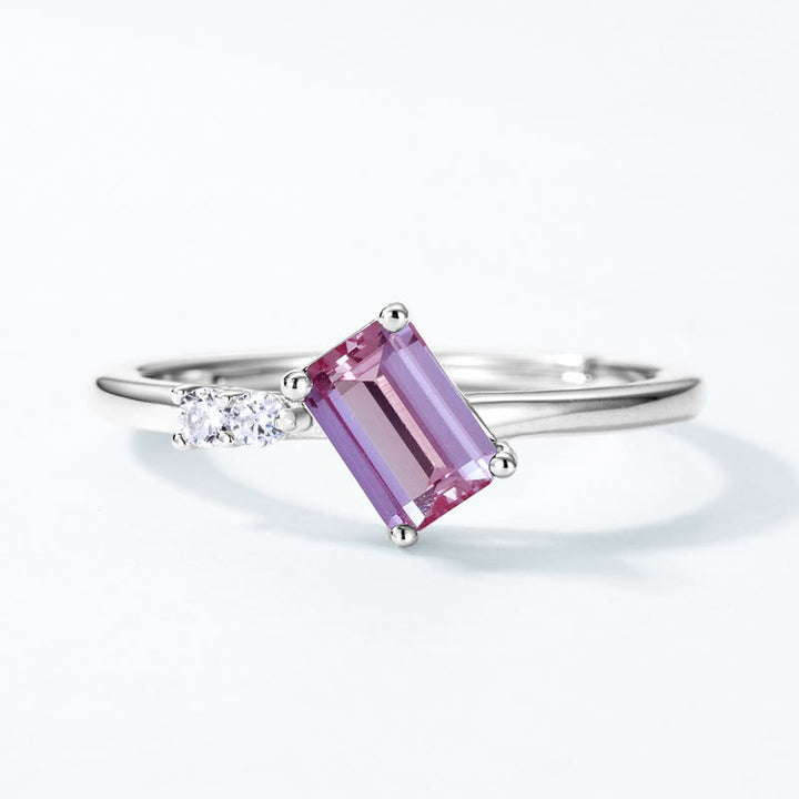 Bague à bande géométrique en alexandrite naturelle Olivenorma