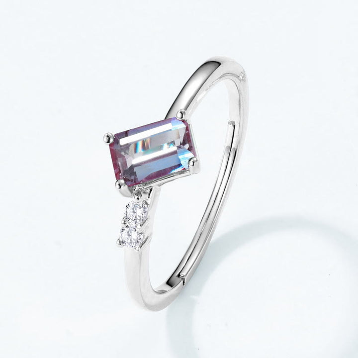 Bague à bande géométrique en alexandrite naturelle Olivenorma