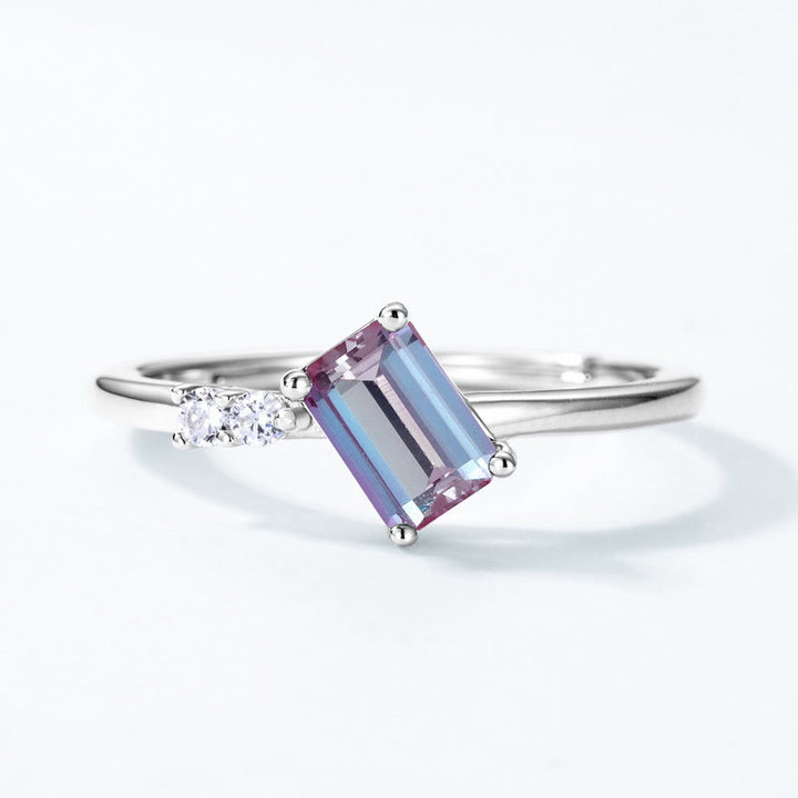 Bague à bande géométrique en alexandrite naturelle Olivenorma