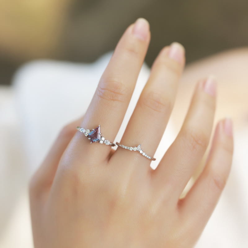 Ensemble de 2 bagues en alexandrite naturelle Olivenorma