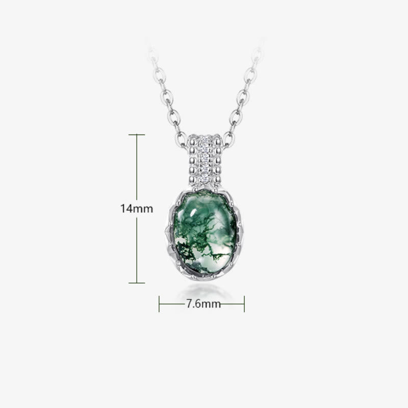Ensemble de bijoux avec pendentif en agate mousse naturelle à coupe ronde Olivenorma