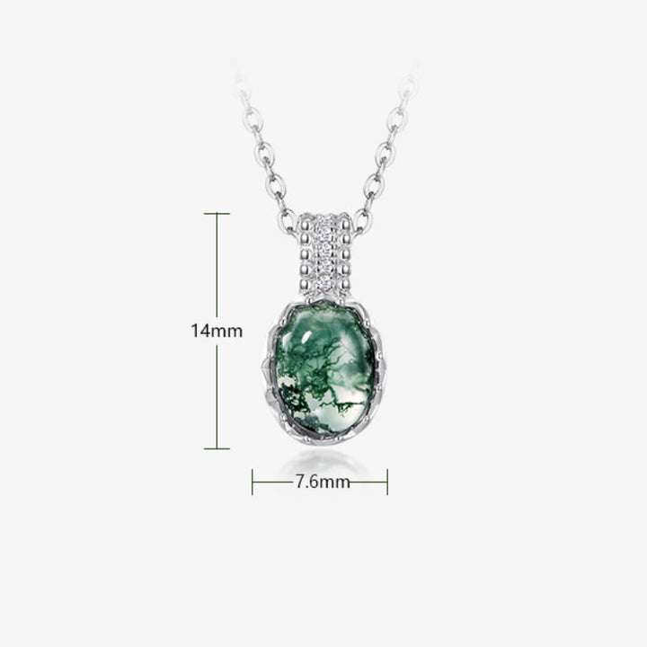 Ensemble de bijoux avec pendentif en agate mousse naturelle à coupe ronde Olivenorma