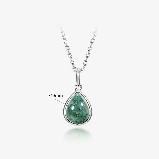 Ensemble de bijoux avec pendentif en agate mousse naturelle taille poire Olivenorma