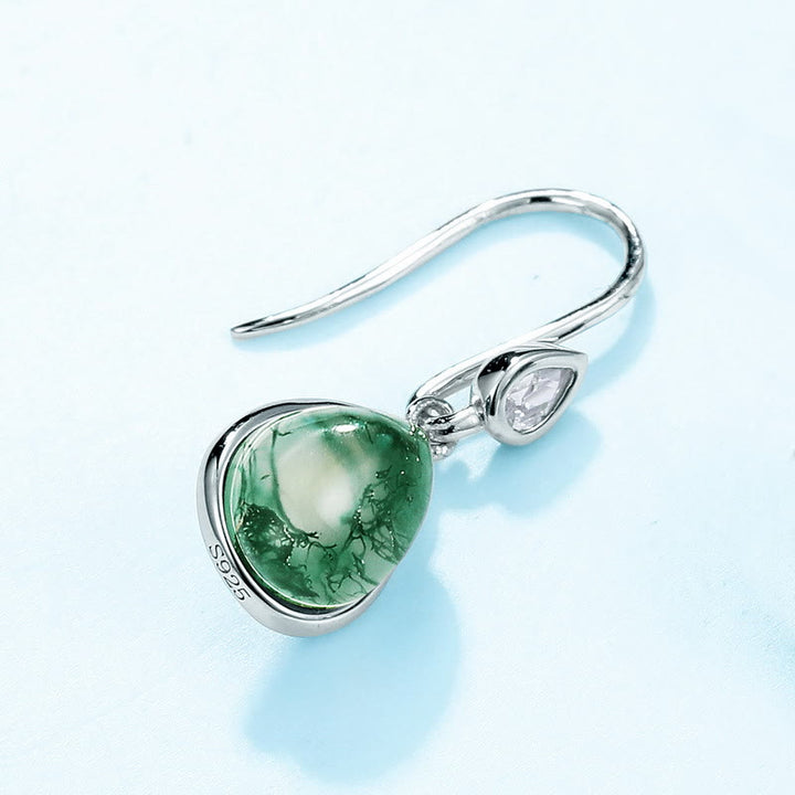 Ensemble de bijoux avec pendentif en agate mousse naturelle taille poire Olivenorma