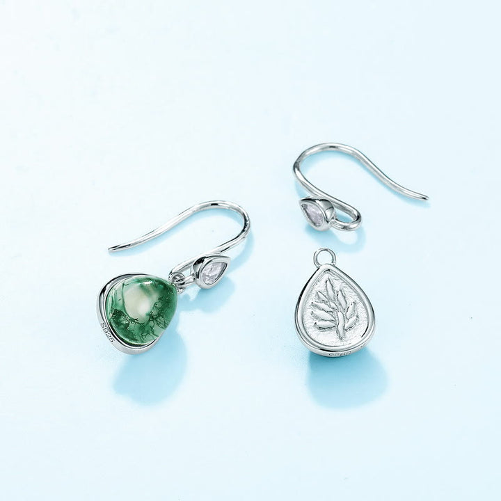 Ensemble de bijoux avec pendentif en agate mousse naturelle taille poire Olivenorma