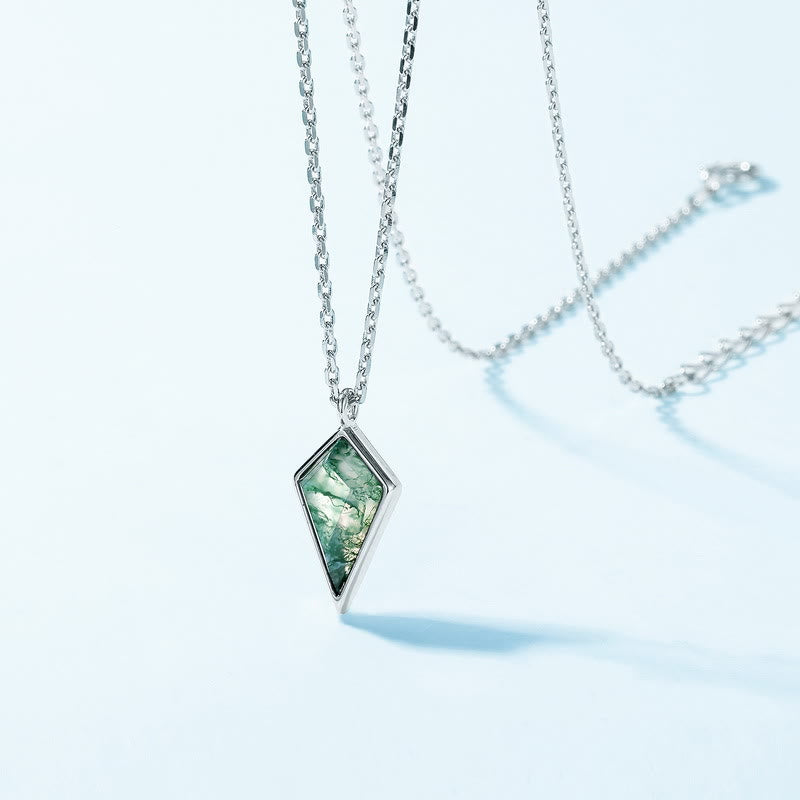 Ensemble de bijoux en agate mousse naturelle taillée en cerf-volant Olivenorma