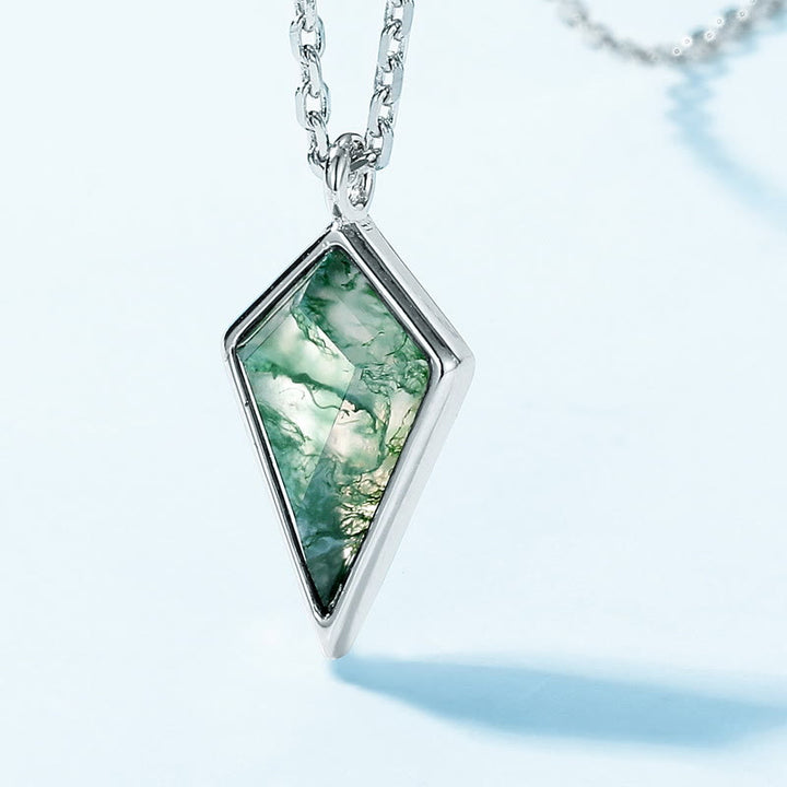 Ensemble de bijoux en agate mousse naturelle taillée en cerf-volant Olivenorma