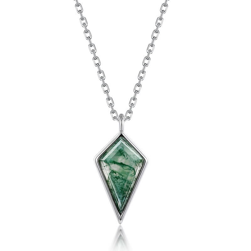 Ensemble de bijoux en agate mousse naturelle taillée en cerf-volant Olivenorma