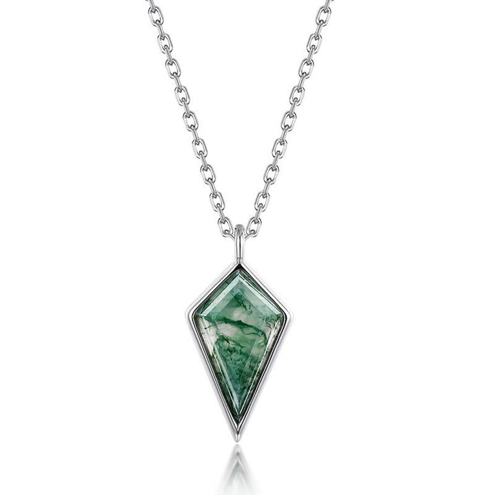 Ensemble de bijoux en agate mousse naturelle taillée en cerf-volant Olivenorma