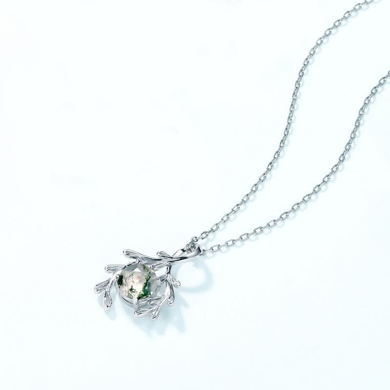 Ensemble de bijoux enveloppants en feuille d'agate mousse naturelle Olivenorma