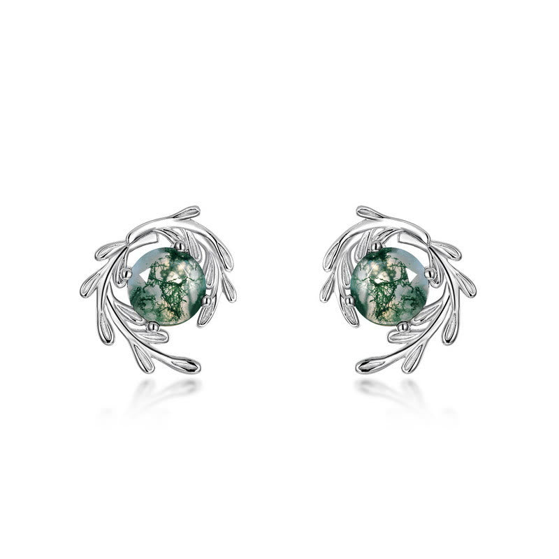 Ensemble de bijoux enveloppants en feuille d'agate mousse naturelle Olivenorma - Boucles d'oreilles - image 2