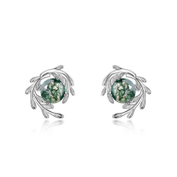 Ensemble de bijoux enveloppants en feuille d'agate mousse naturelle Olivenorma - Boucles d'oreilles - image 2