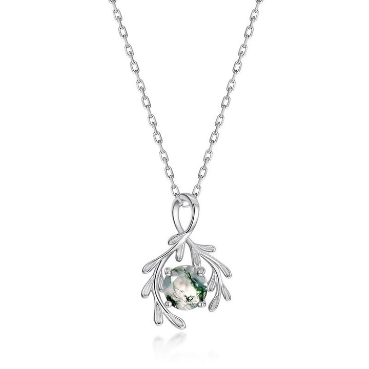 Ensemble de bijoux enveloppants en feuille d'agate mousse naturelle Olivenorma - Collier - image 8