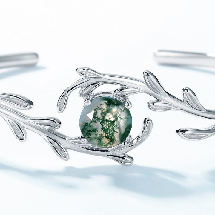 Ensemble de bijoux enveloppants en feuille d'agate mousse naturelle Olivenorma