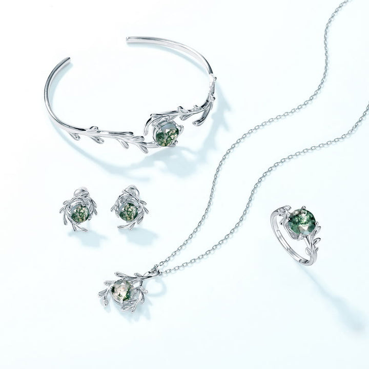 Ensemble de bijoux enveloppants en feuille d'agate mousse naturelle Olivenorma - Ensemble de bijoux - image 0
