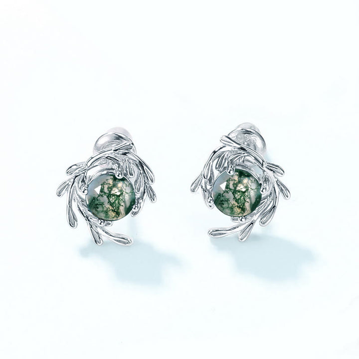 Ensemble de bijoux enveloppants en feuille d'agate mousse naturelle Olivenorma
