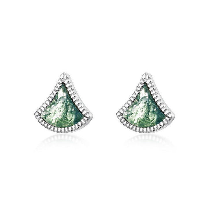 Boucles d'oreilles Olivenorma en agate mousse en forme de feuille de ginkgo - Boucles d'oreilles - image 0