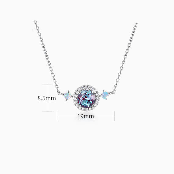 Ensemble de bijoux avec pendentif rond en alexandrite naturelle Olivenorma