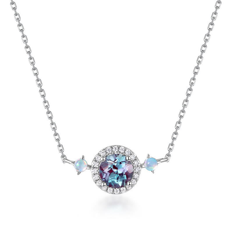 Ensemble de bijoux avec pendentif rond en alexandrite naturelle Olivenorma