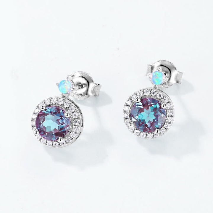 Ensemble de bijoux avec pendentif rond en alexandrite naturelle Olivenorma