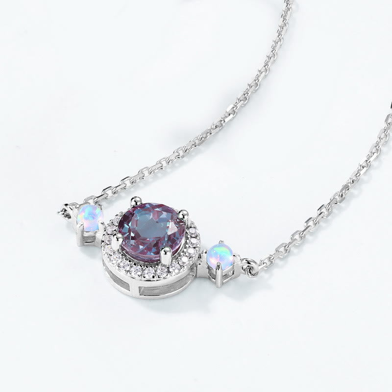 Ensemble de bijoux avec pendentif rond en alexandrite naturelle Olivenorma